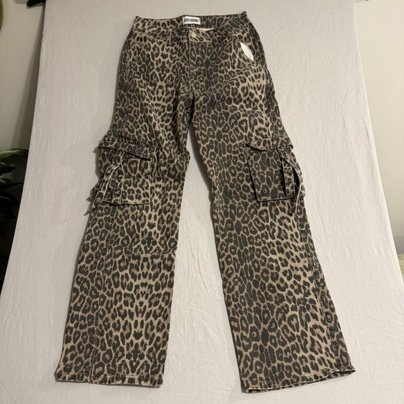 Disclosure Denim - Disclosure Leopard Print Cargo Pants Wide Leg baggy y2k Women's Size 7/28 grunge